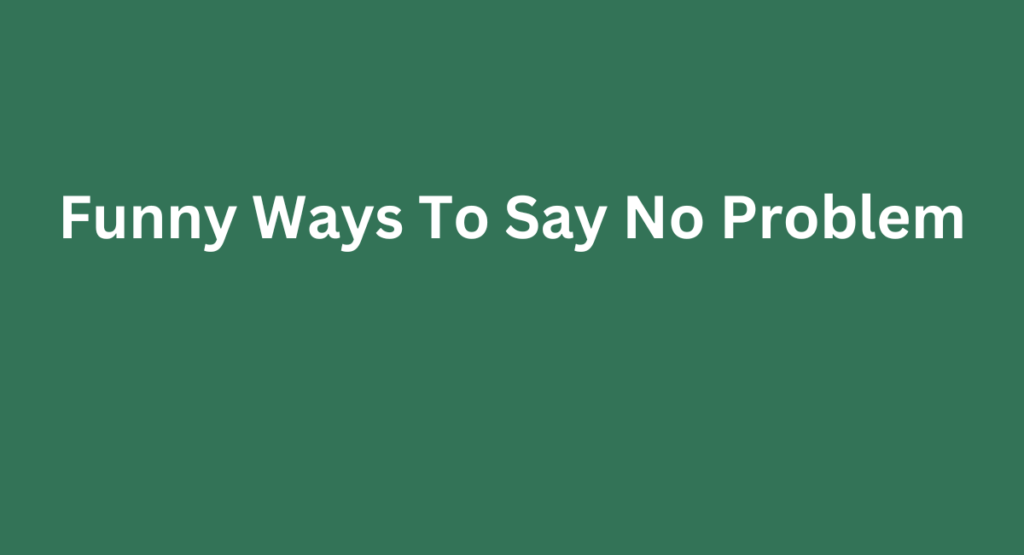 Funny Ways To Say No Problem