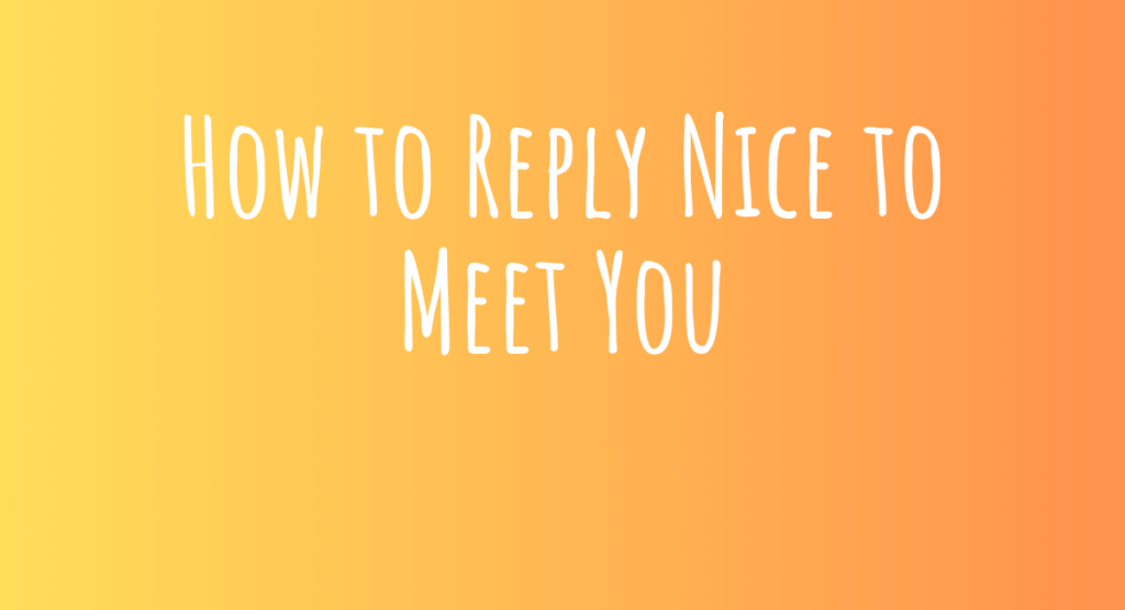 How to Reply Nice to Meet You