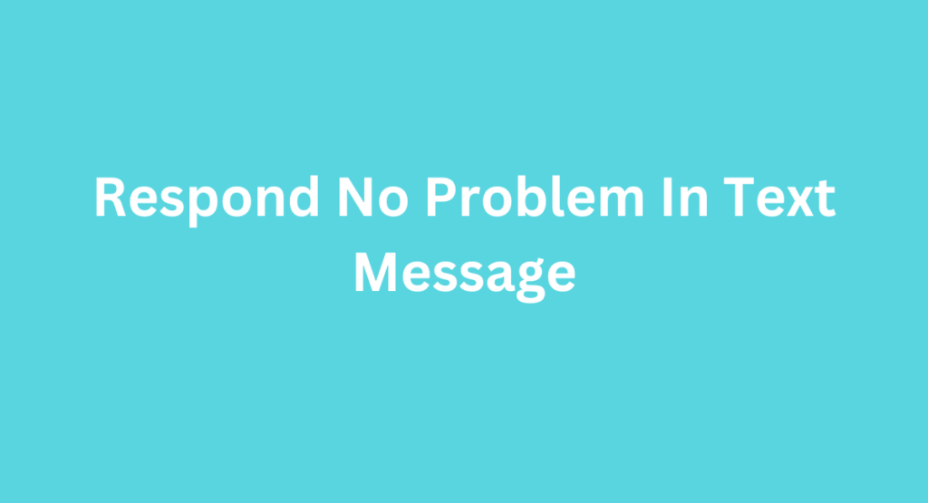 Respond No Problem In Text Message