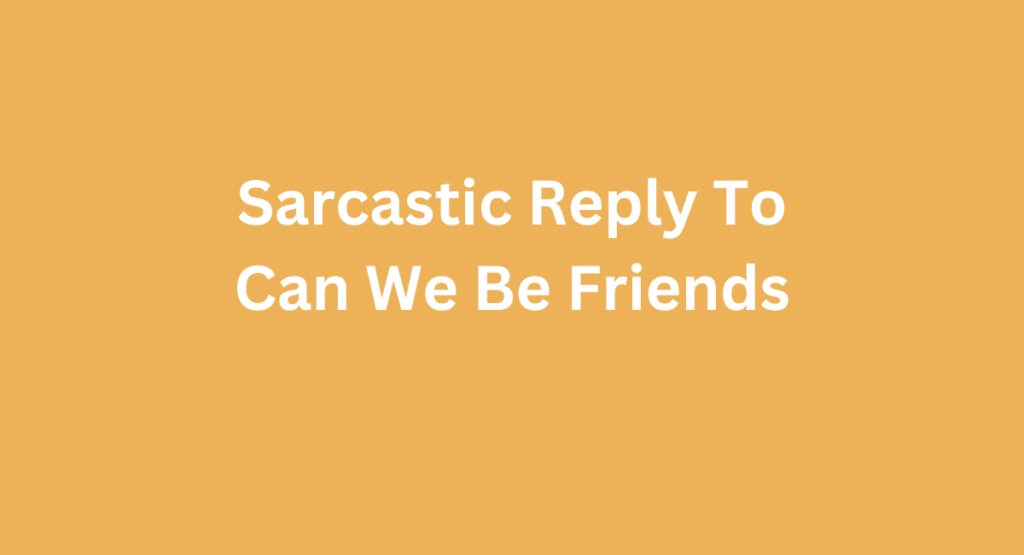 Sarcastic Reply To Can We Be Friends