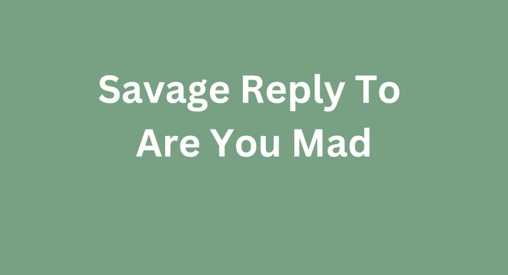 Savage Reply To Are You Mad