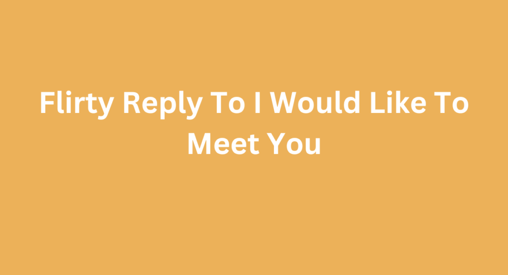 Flirty Reply To I Would Like To Meet You