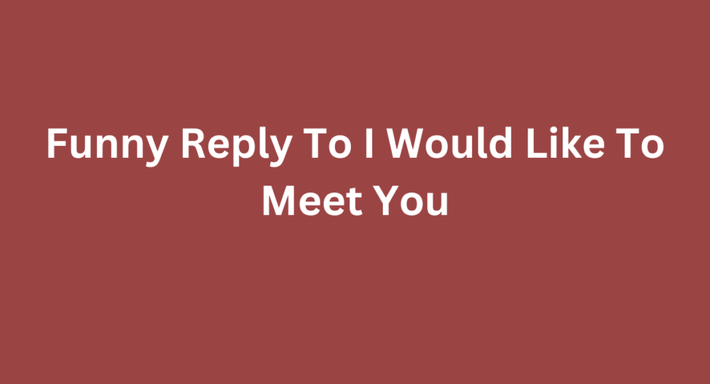 Funny Reply To I Would Like To Meet You