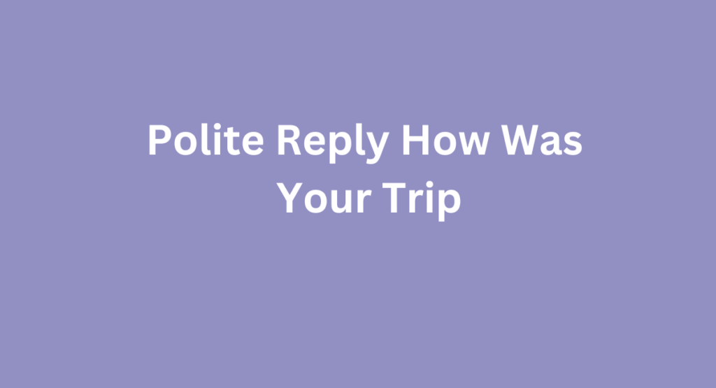 Polite Reply How Was Your Trip