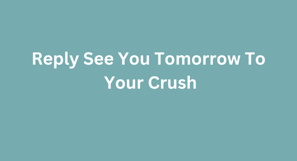Reply See You Tomorrow To Your Crush